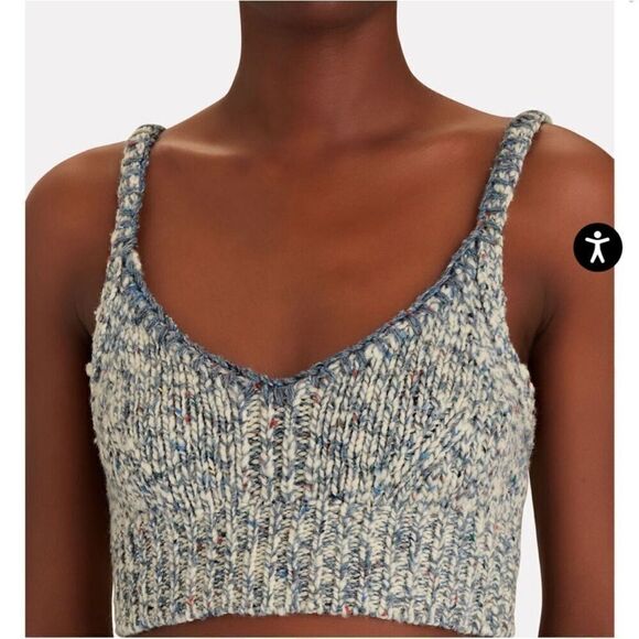 NWT Ulla Johnson Marled Wool Blend Crochet Knit Cropped Lia Top Slate Gray Small - Picture 3 of 11